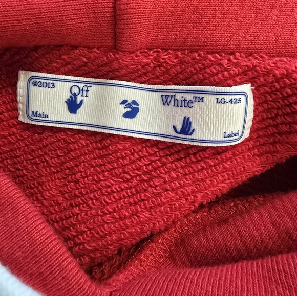 Red Off-White red Sweatshirt with Diagonal Sleeve Design size M - Picture 8 of 15